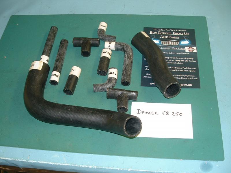 Daimler V8 250, Water/Coolant Hose Set, Kevlar Reinforced Hoses, Full Car Set.